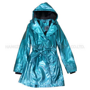 PU Blue Hooded Raincoat for Adult